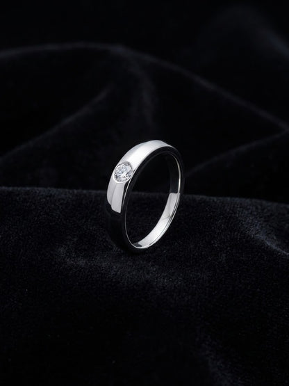 Minimalist Bezel-Set Solitaire Sterling Silver Band