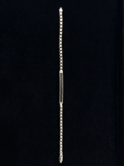Geometric Black-Crystal Link Bracelet