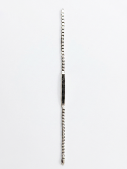Geometric Black-Crystal Link Bracelet