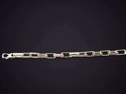 Logo-Patterned Rectangular Link Bracelet