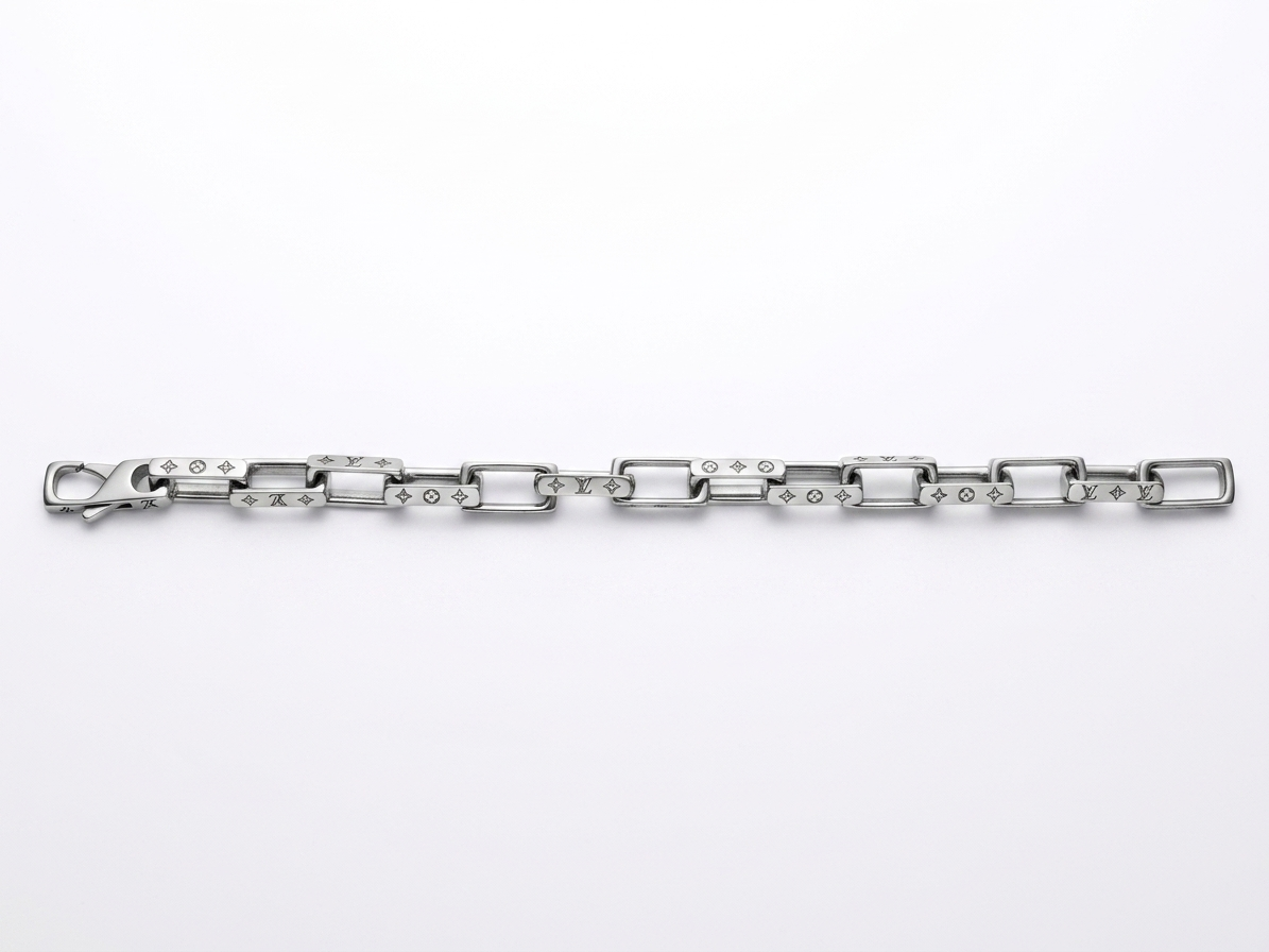 logo-patterned rectangular link bracelet