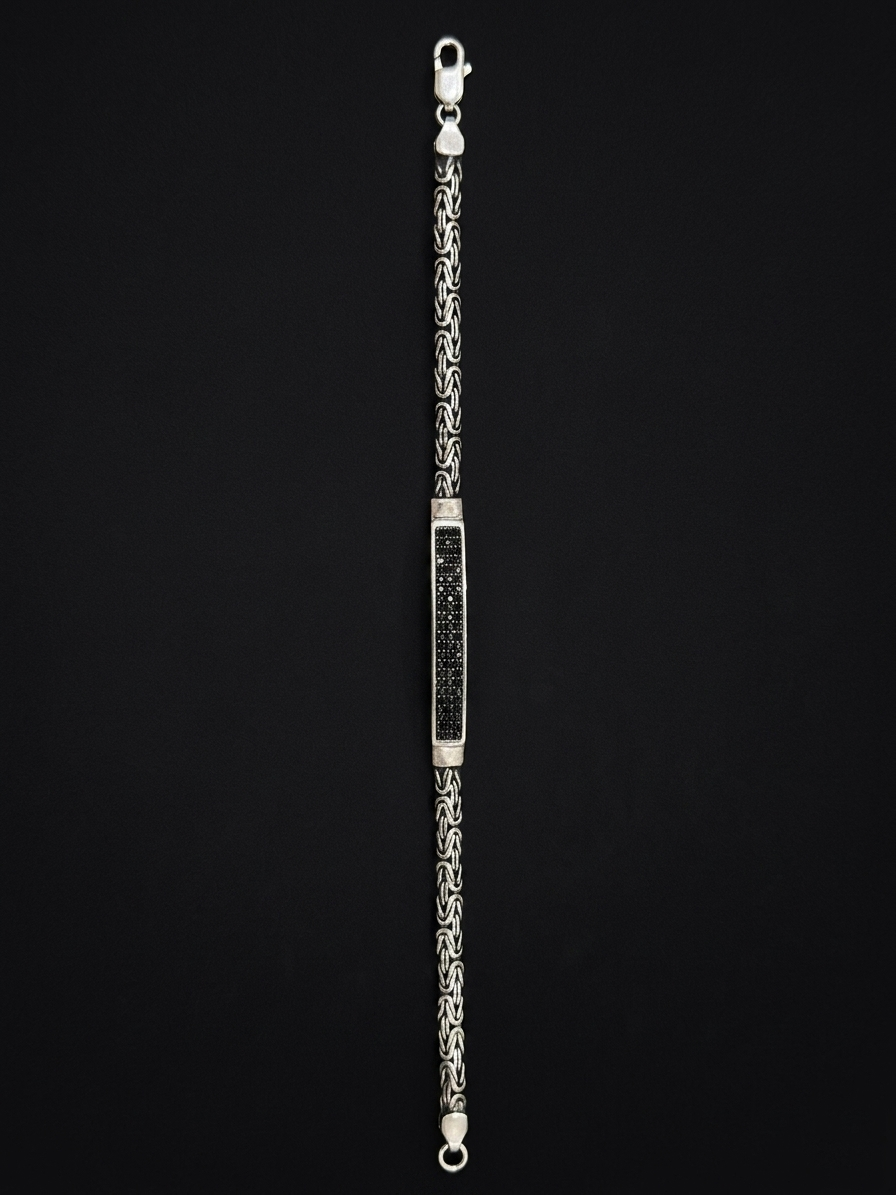 byzantine black pavé bar bracelet