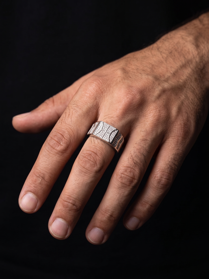 Embellished Geometric Sterling Silver Statement Ring