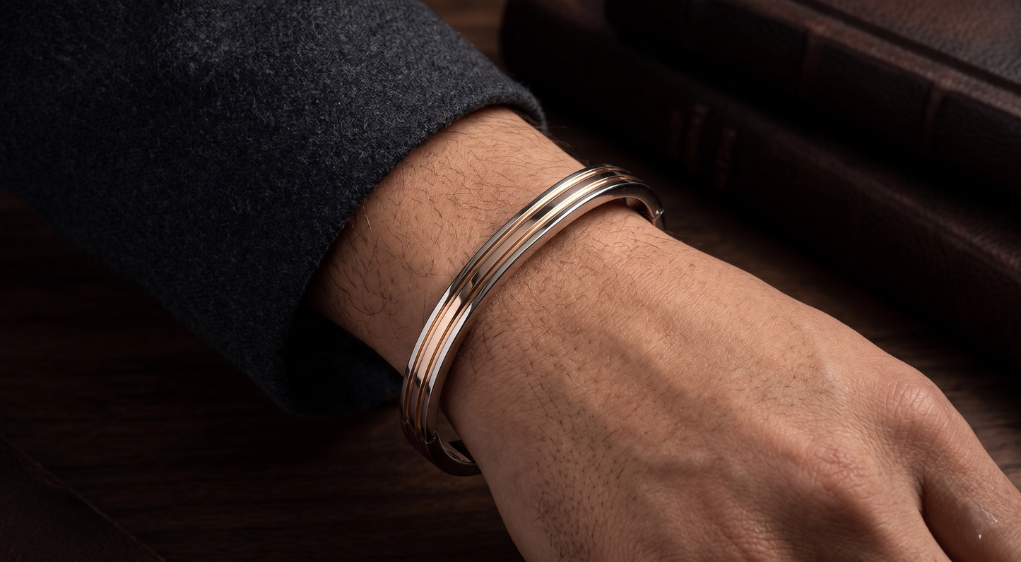 two-tone linear bangle
