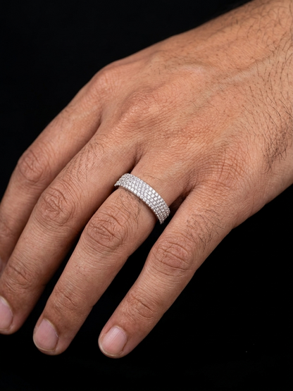Luxurious Pavé-Dome Sterling Silver Eternity Band