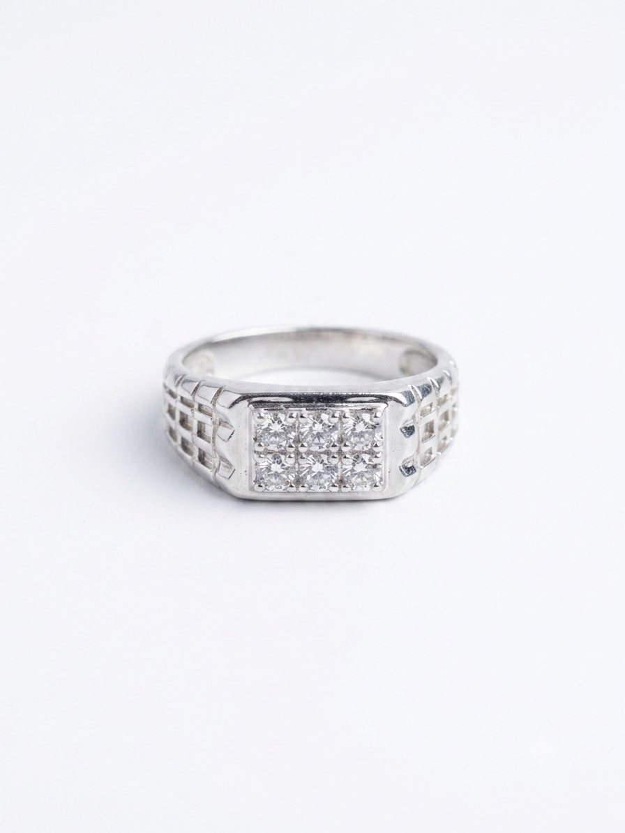 geometric lattice-side sterling silver statement ring