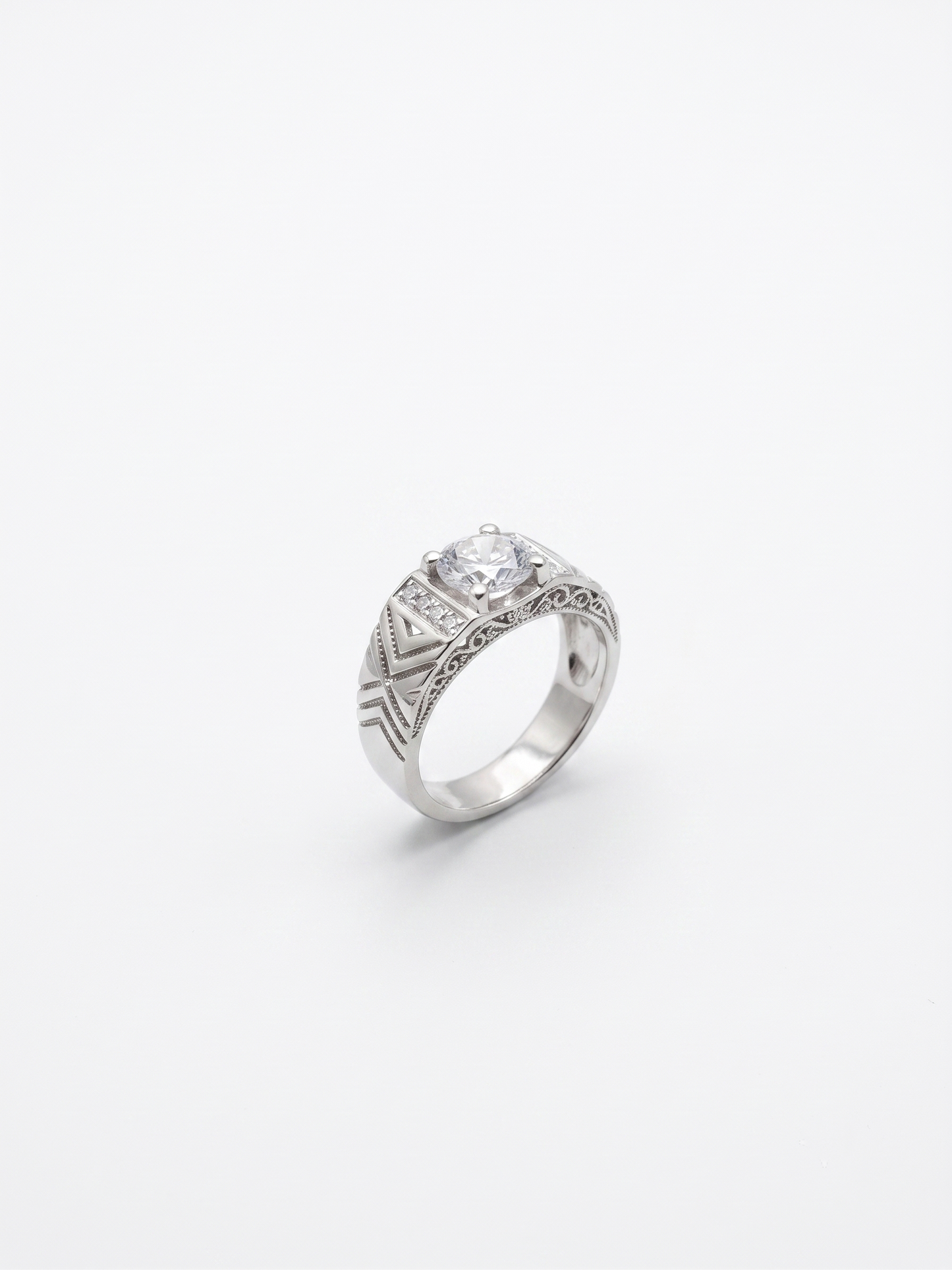 ornate filigree solitaire statement ring