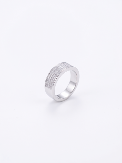 Minimalist Pavé-Center Sterling Silver Band