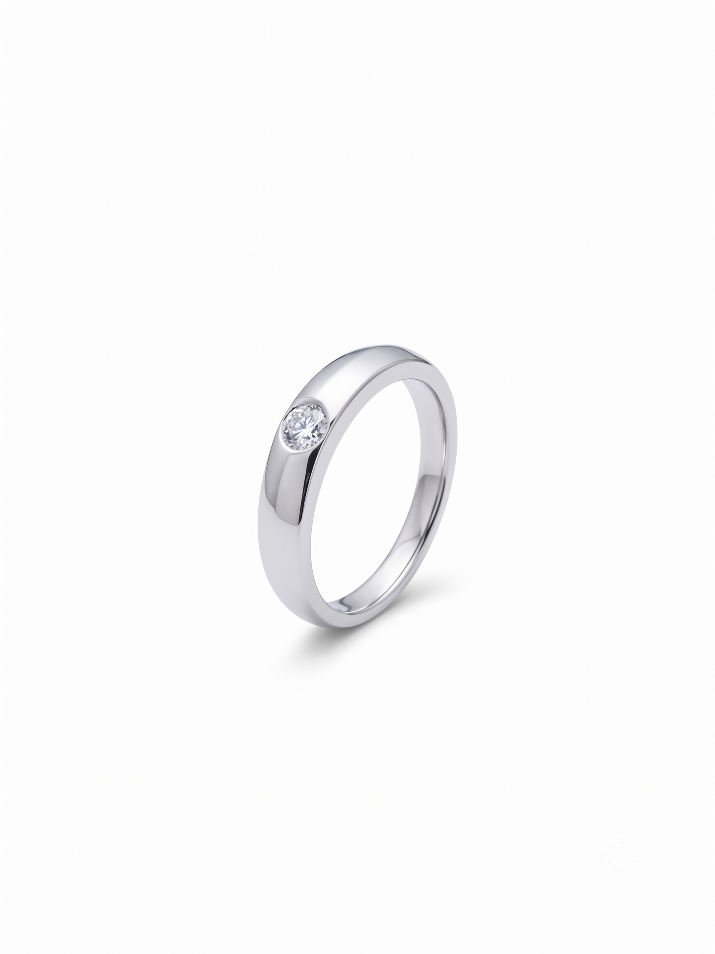 minimalist bezel-set solitaire sterling silver band