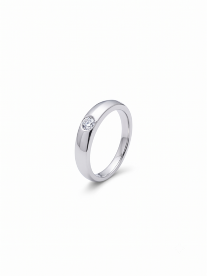 Minimalist Bezel-Set Solitaire Sterling Silver Band