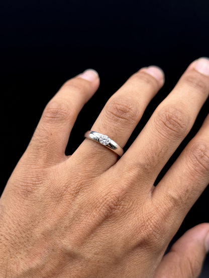 Minimalist Bezel-Set Solitaire Sterling Silver Band
