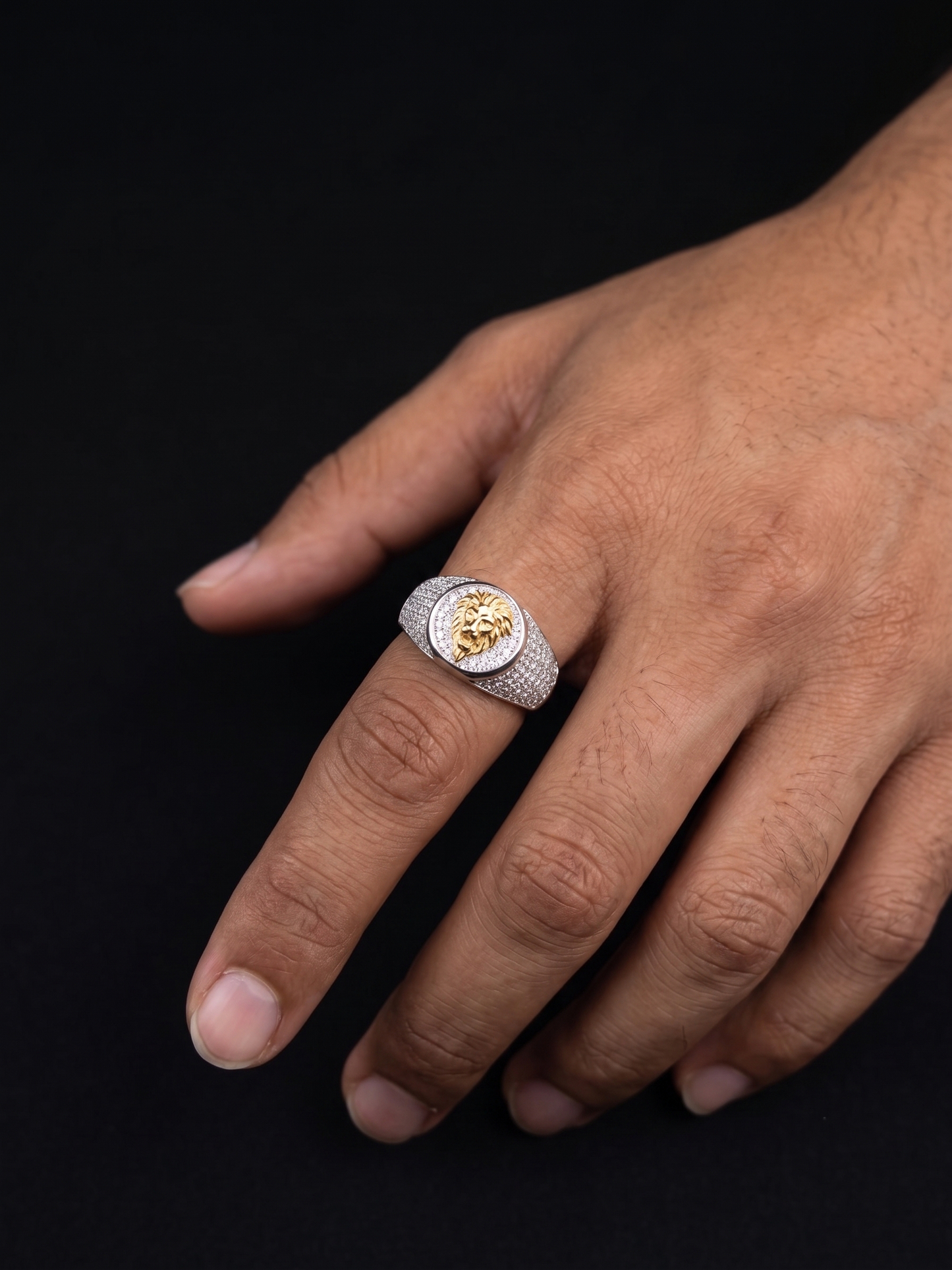 royal lion crest sterling silver statement ring
