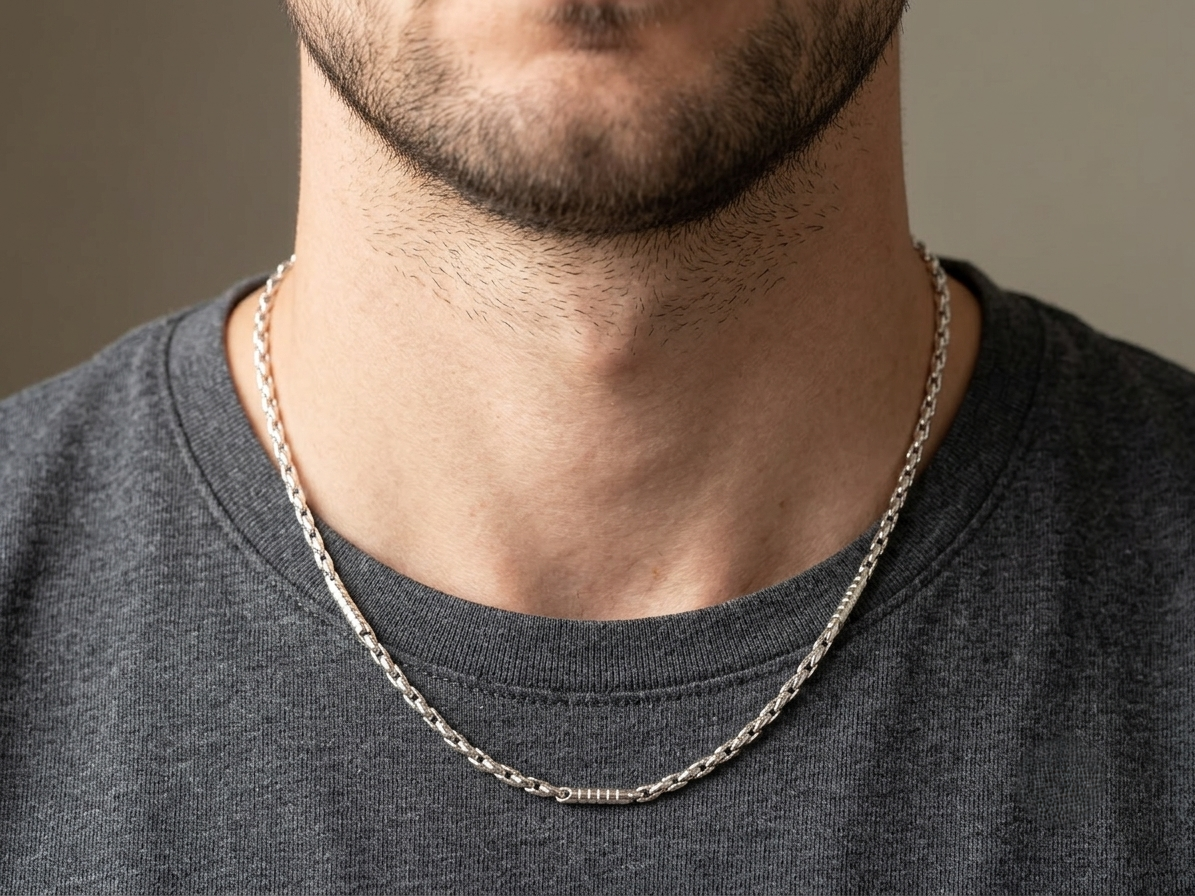 artisan detailed sterling silver link chain