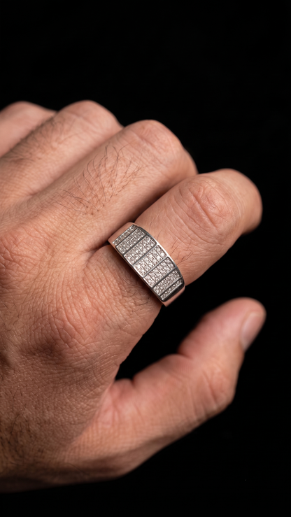 Radiant Pavé-Set Sterling Silver Band