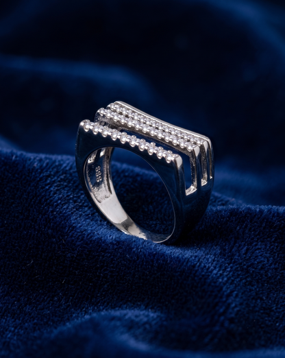 Architectural Multi-Row Sterling Silver Statement Ring