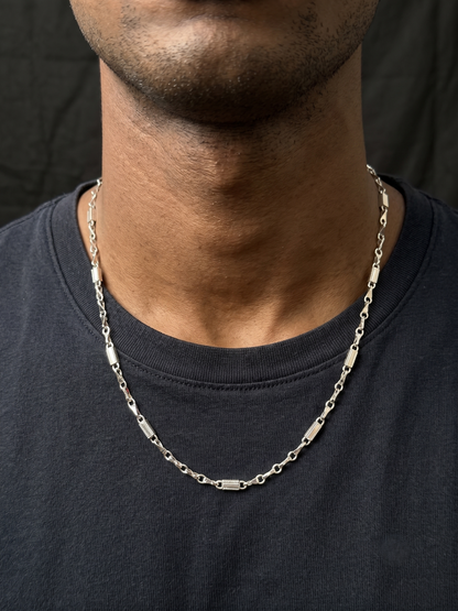 Artisan Detailed Sterling Silver Link Chain
