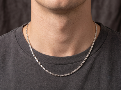 Artisan Etched Sterling Silver Link Chain