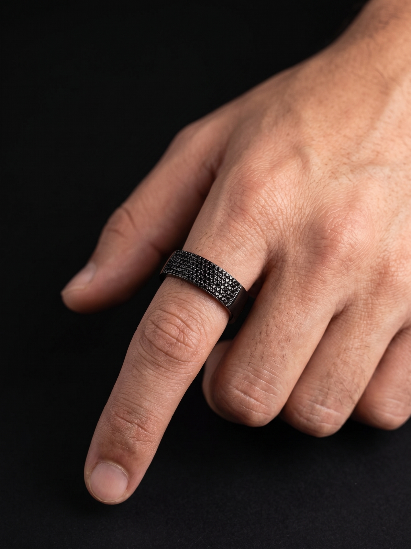 midnight pavé-set black sterling silver band