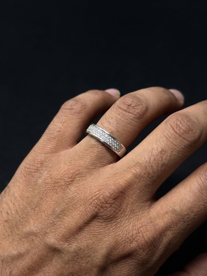 Classic Pavé-Set Sterling Silver Eternity Band
