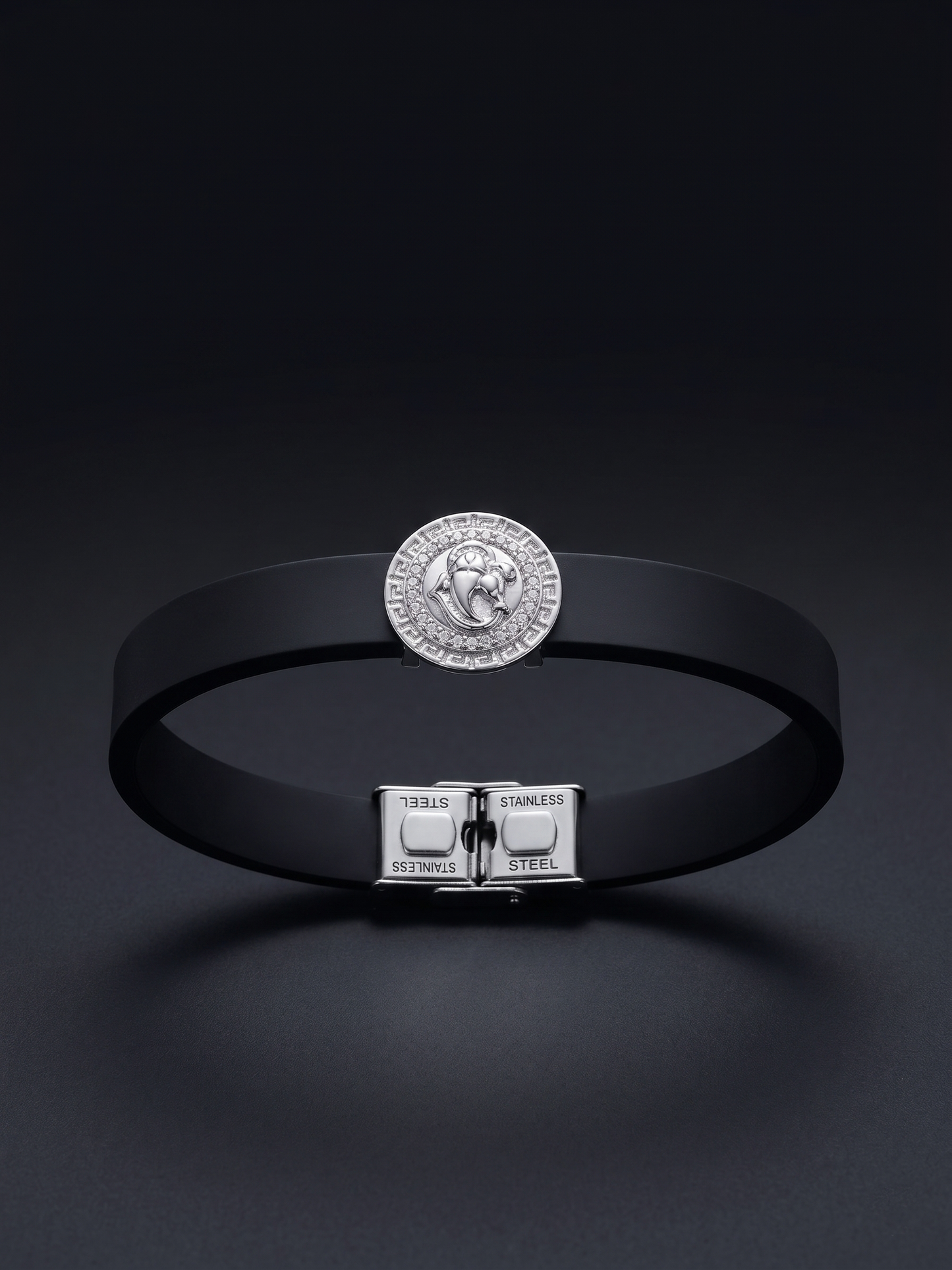 ganesha motif pavé black band bracelet