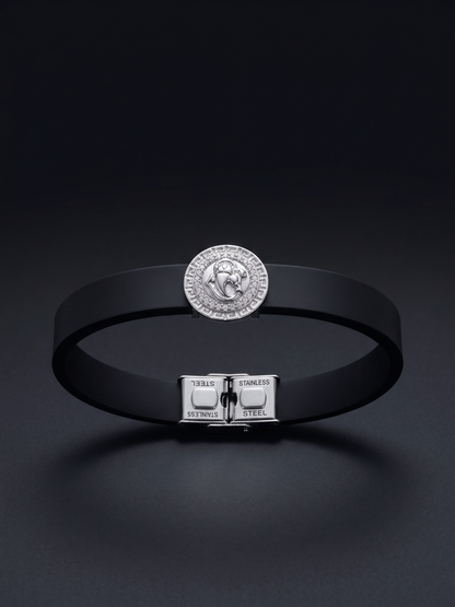Ganesha Motif Pavé Black Band Bracelet