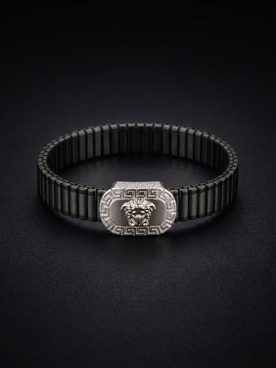 modern medusa-emblem flexible bracelet