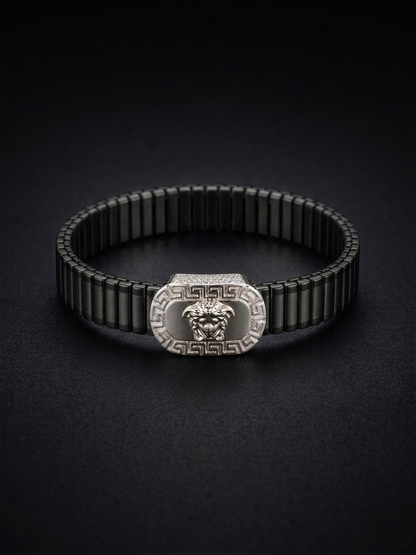 Modern Medusa-Emblem Flexible Bracelet