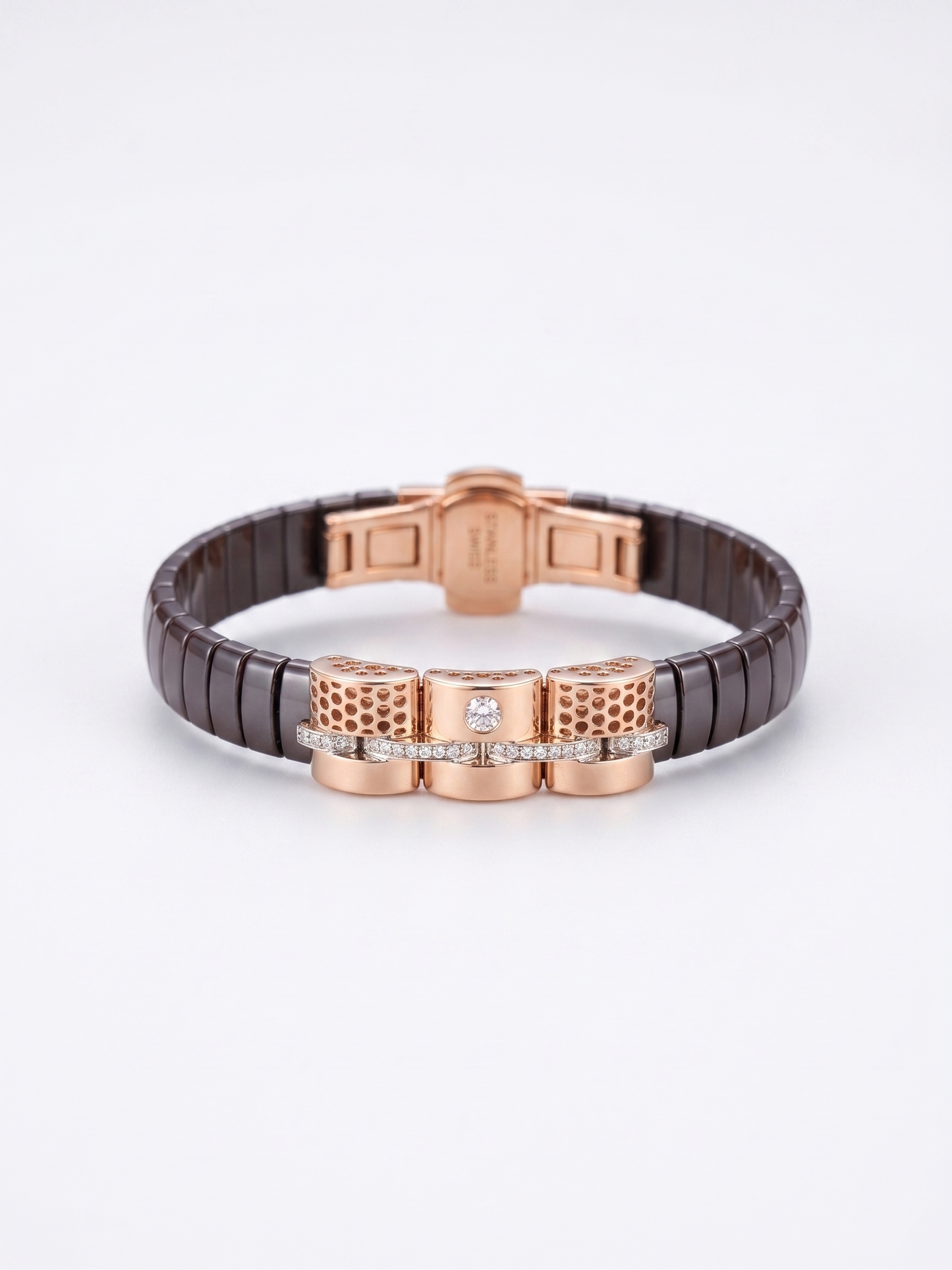 honeycomb-patterned rose gold bracelet