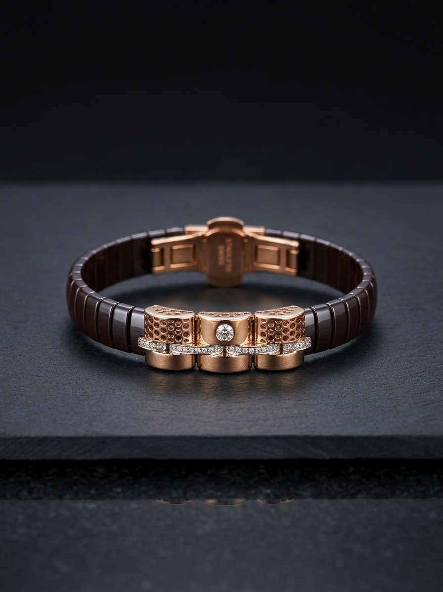 honeycomb-patterned rose gold bracelet