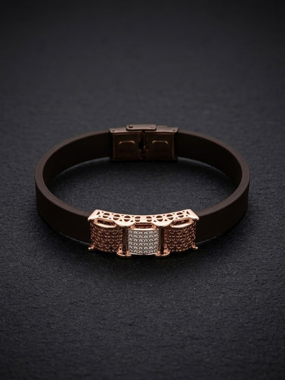 Elegant Rose Gold-Tone Lattice Bangle