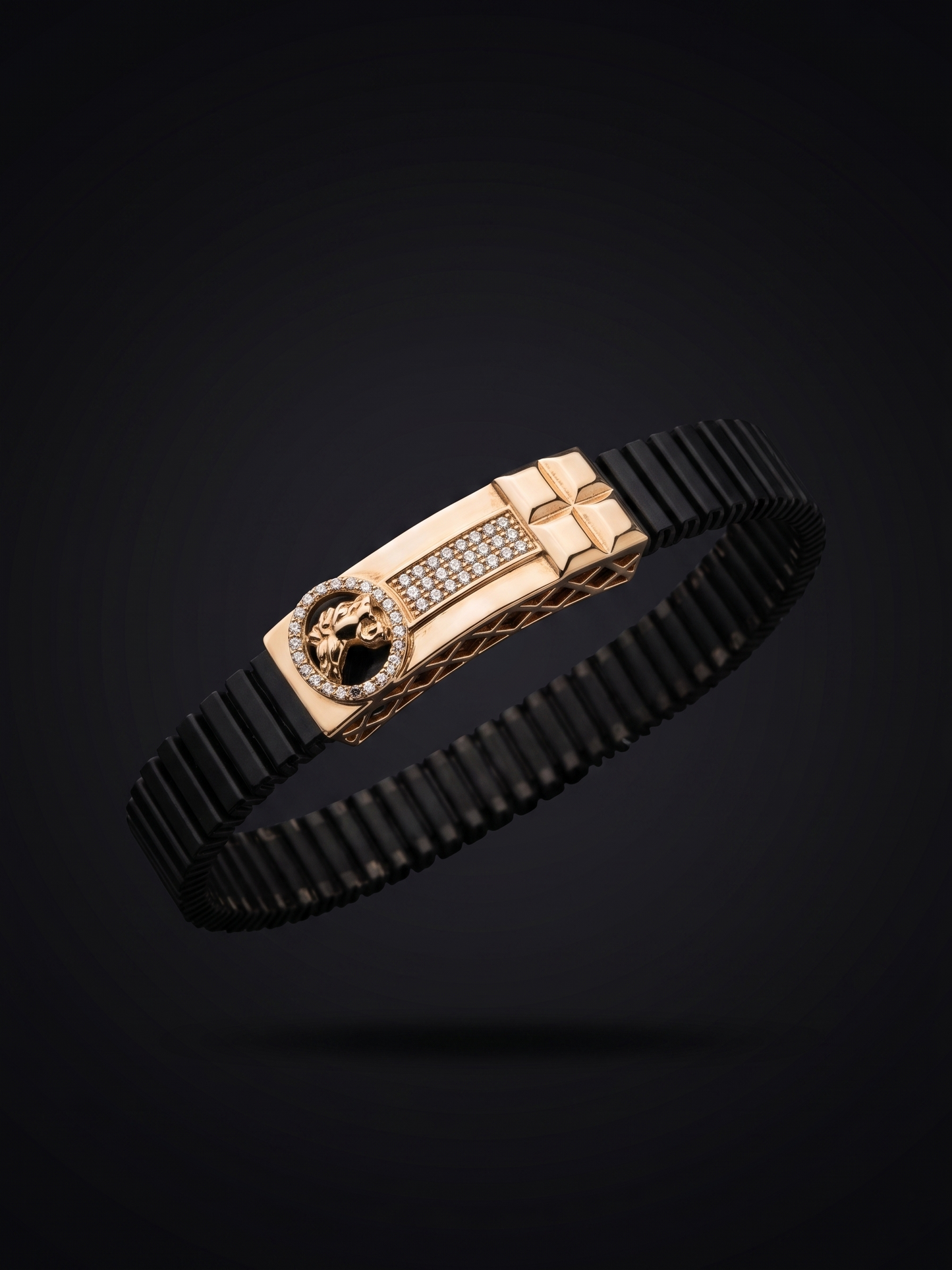 regal horse-motif rose gold bracelet