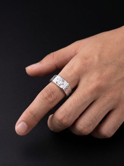 Halo Gra-Certified Moissanite Solitaire Statement Ring
