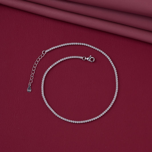 Elegant Sparkling Tennis Anklet in 92.5 Sterling Silver