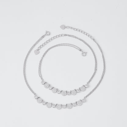 Elegant Double Layer CZ Disc Anklet in 92.5 Sterling Silver