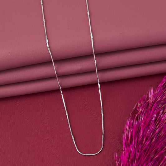 Minimalist Box Bead Chain Necklace in Pure 92.5 Sterling Silver