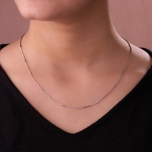 Minimalist Box Bead Chain Necklace in Pure 92.5 Sterling Silver