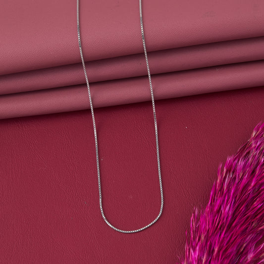 Classic Slim Box Chain Necklace in Pure 92.5 Sterling Silver