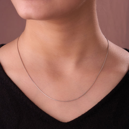 Classic Slim Box Chain Necklace in Pure 92.5 Sterling Silver