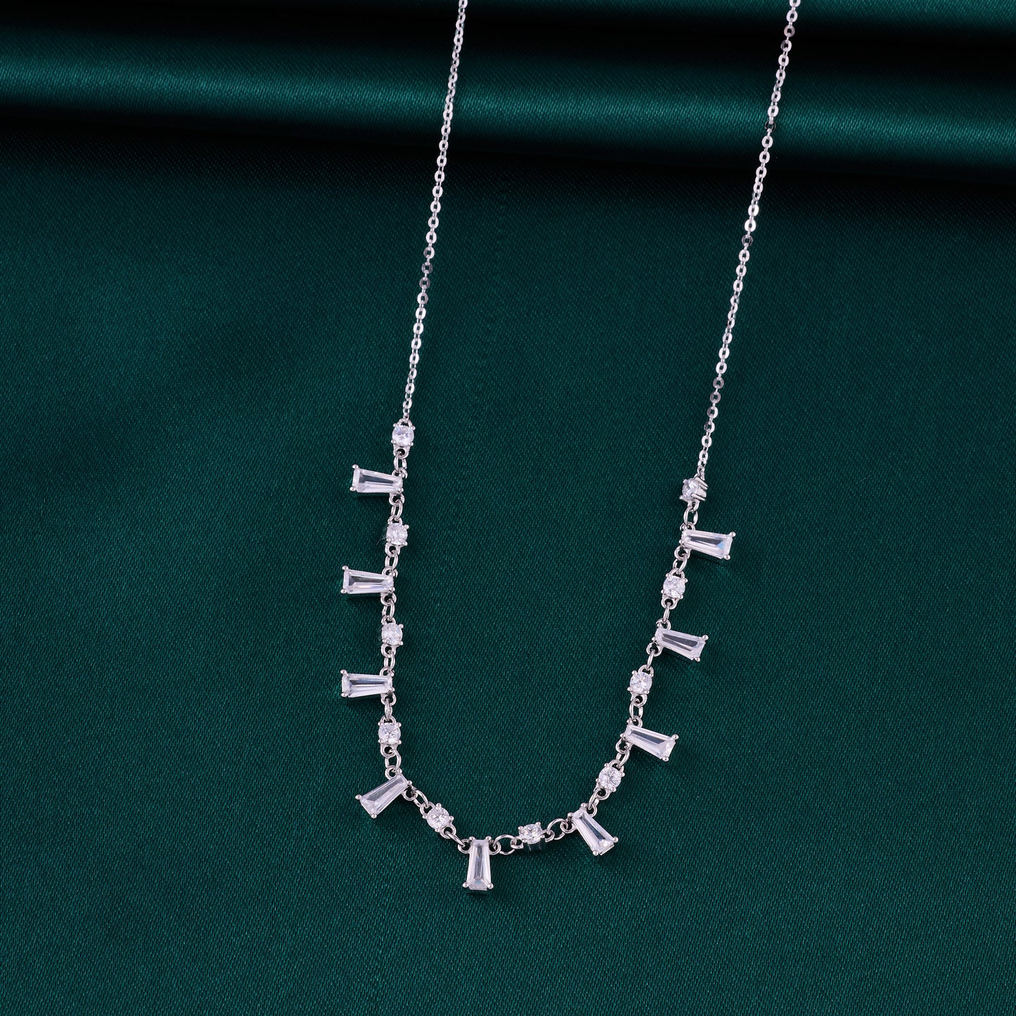 minimalist baguette cz bar pendant chain in 92.5 sterling silver