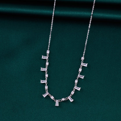 Minimalist Baguette CZ Bar Pendant Chain in 92.5 Sterling Silver