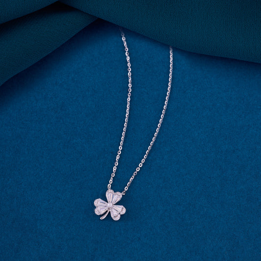 Premium Clover Stone Pendant Chain in 92.5 Sterling Silver