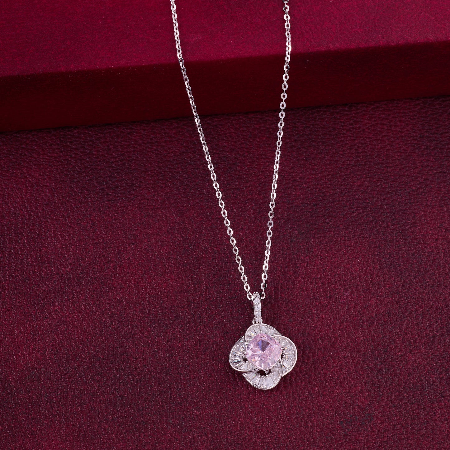 classic blue cushion-cut cz pendant necklace in 92.5 sterling silver