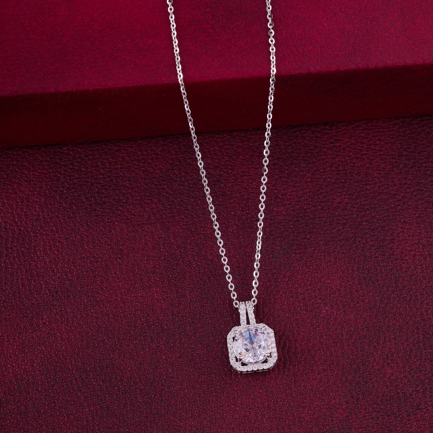 minimalist halo cz pendant necklace in 92.5 sterling silver