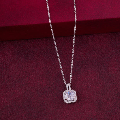 Minimalist Halo CZ Pendant Necklace in 92.5 Sterling Silver