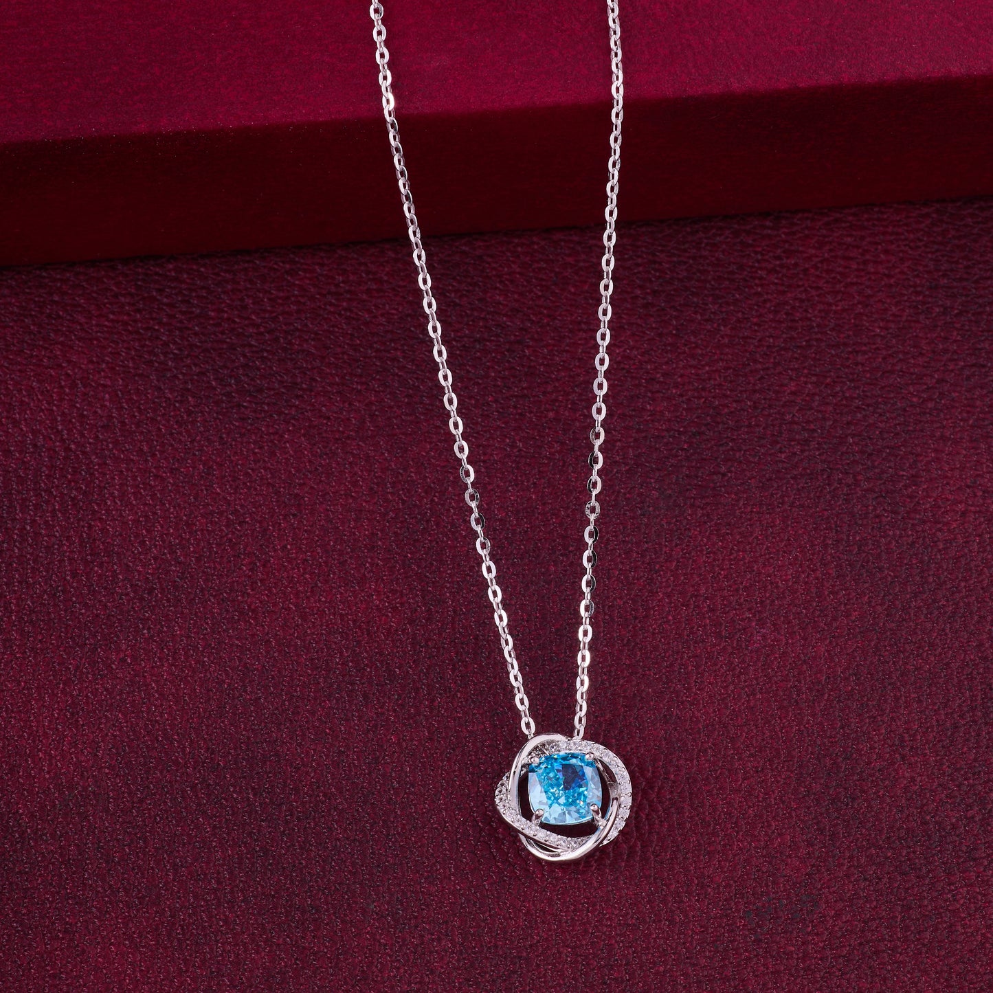 premium blush pink crystal swirl pendant chain in 92.5 sterling silver