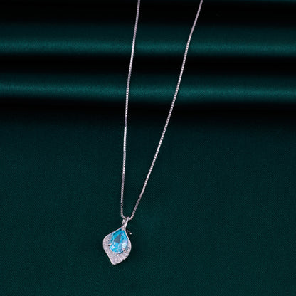 Classic Crystal Leaf Pendant Chain in 92.5 Sterling Silver