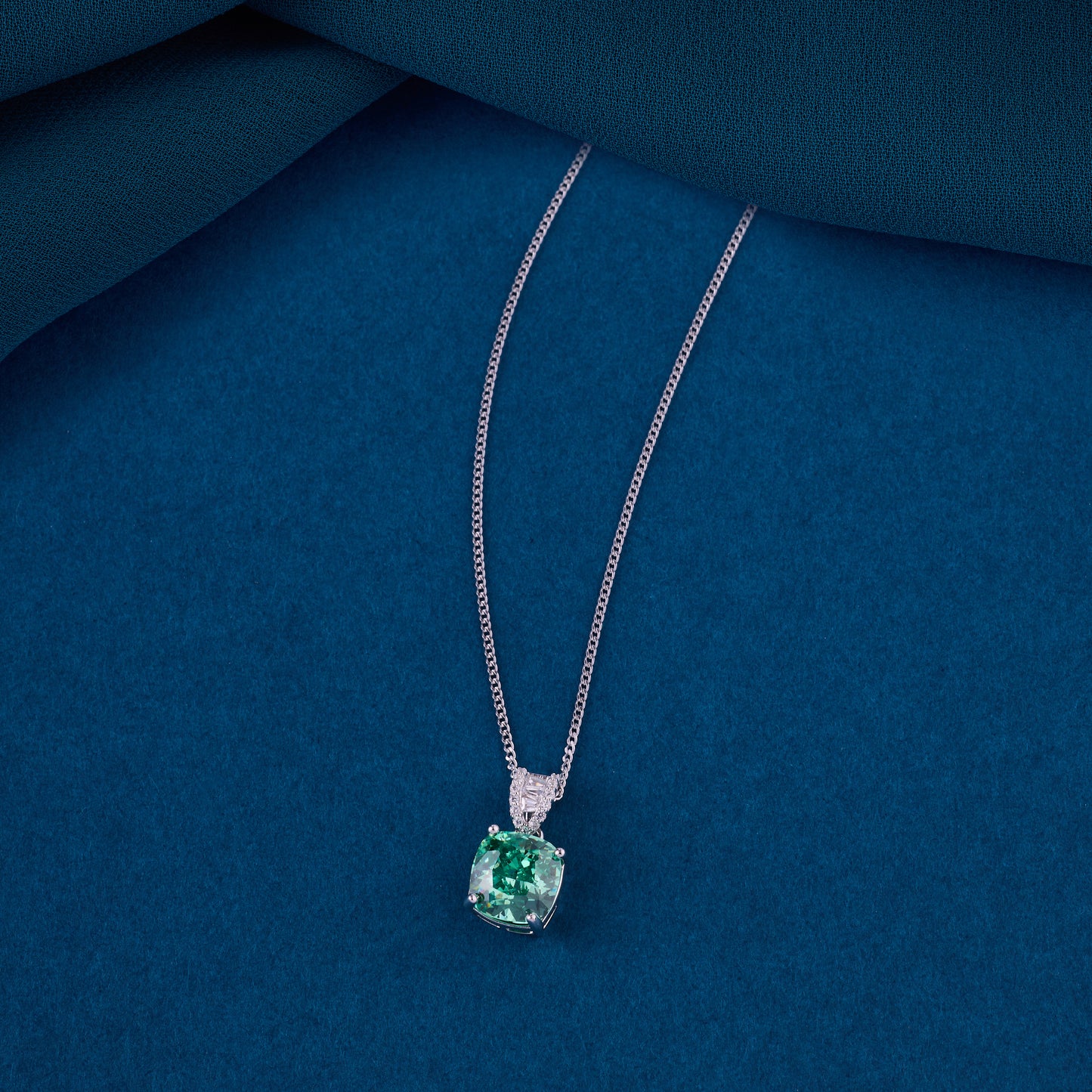 elegant cushion-cut solitaire cz pendant necklace in 92.5 sterling silver