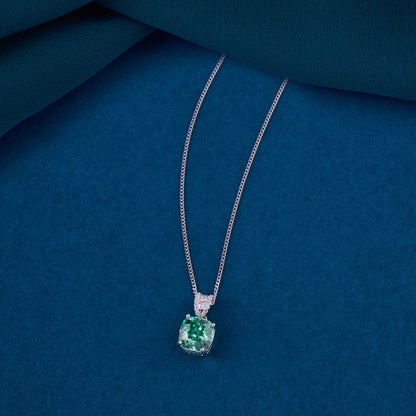 Elegant Cushion-Cut Solitaire CZ Pendant Necklace in 92.5 Sterling Silver