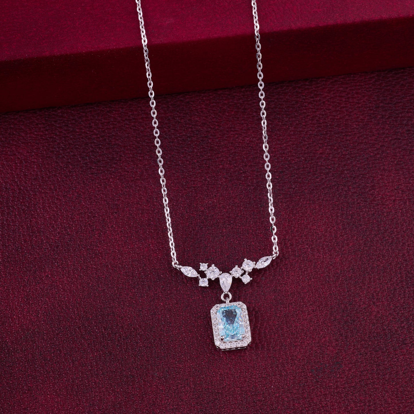 vintage style blue drop cz statement necklace in 92.5 sterling silver