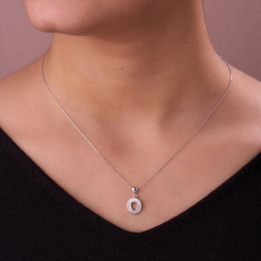 Elegant Circular Baguette CZ Halo Pendant Chain in 92.5 Sterling Silver